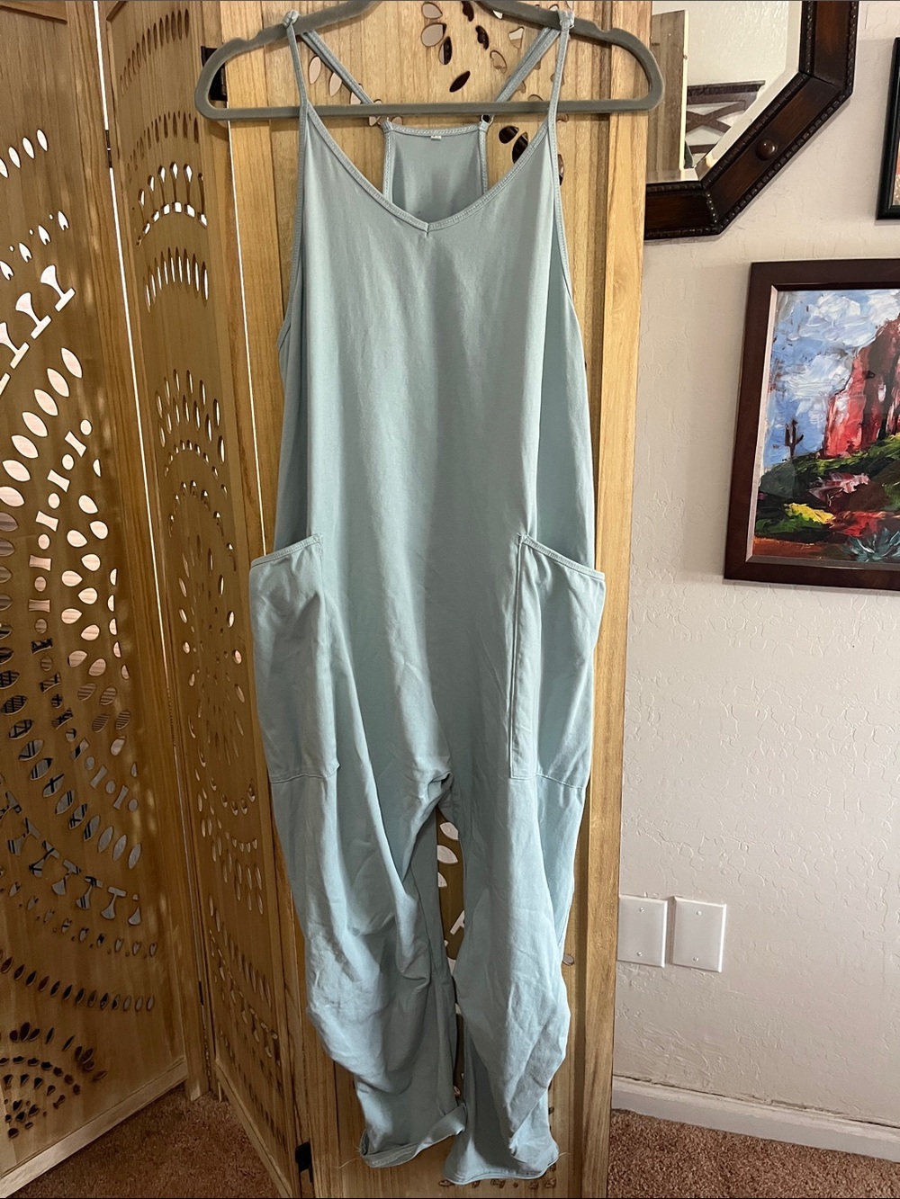 Light Blue Women's Relaxed Cotton Jumpsuit